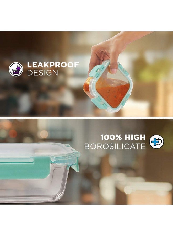 Allo FoodSafe Glass Containers with Lids with Break Free Lock, Oven Microwave Safe Containers, High Borosilicate Meal Prep Glass Food Storage Containers for Kitchen, 520ml, Square - Image 3