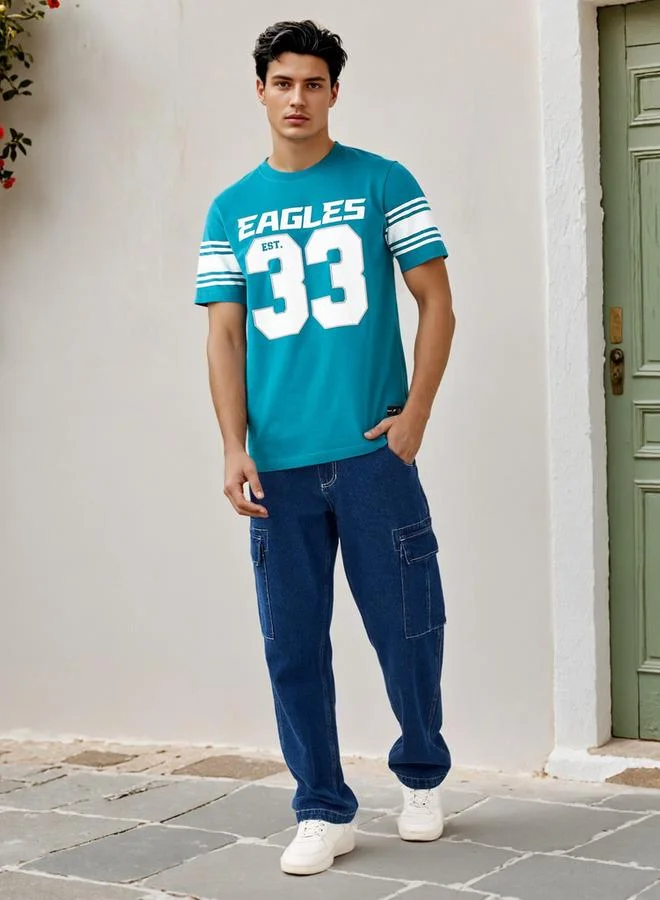 Splash FAV NFL Print Crew Neck T-shirt