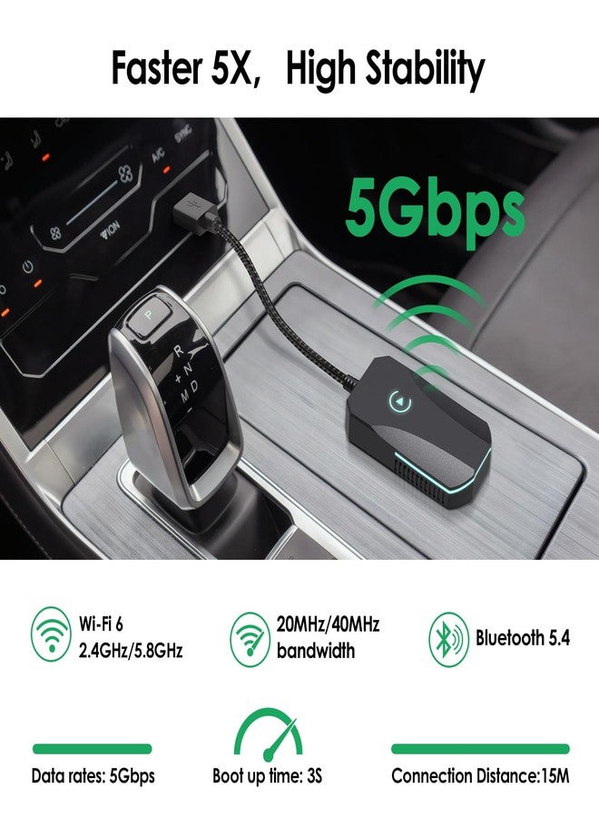 deerdance Wireless CarPlay Adapter, 2025 Upgraded Dual-Band (2.4GHz/5GHz) WiFi, Converts Wired to Wireless CarPlay, More Stable & Auto-Connect, Plug & Play for OEM Wired CarPlay Cars & iPhone iOS 10+ (Black). - Image 5