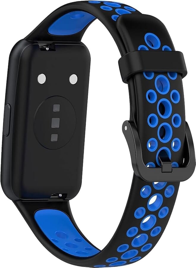 Next Store Sport Band Compatible with Huawei Band 7 / Honor Band 7 Strap, Lightweight Silicone Sweatproof Strap (Black" Blue)