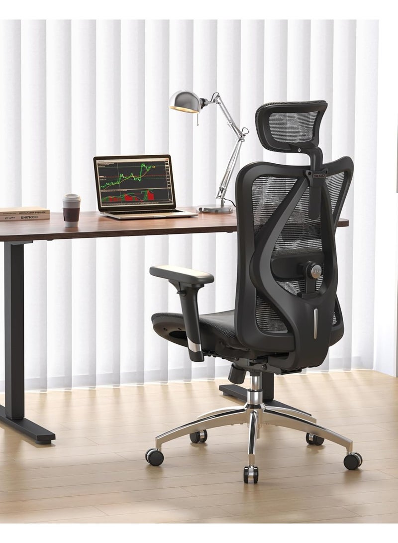 Ergonomic High Back Office Chair with Breathable Mesh Seat, Adjustable Lumbar Support and 3D Armrests, Metal Base for Home and Office Use - Image 3