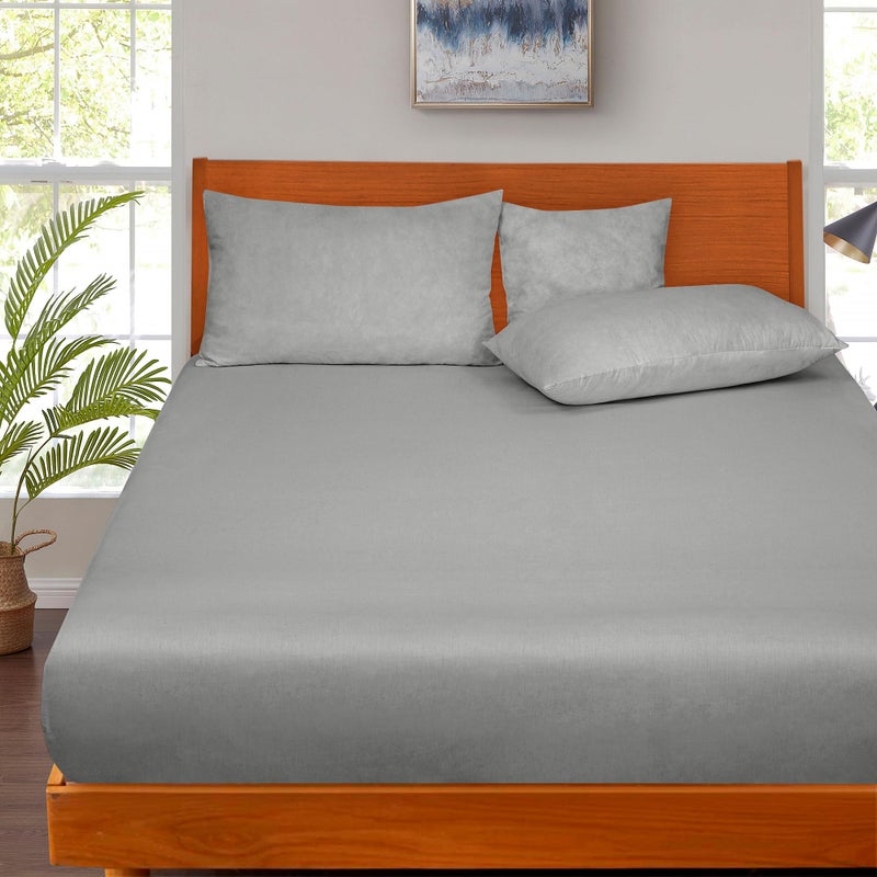 Royale Linens 300 Count Thread Count 100 ٪ Staple Cofted Cotton Mitton - Super Super Deep Pocket Bottom -shop -silver full seabe الحجم الكامل - ورقة كاملة مجهزة فقط - ورقة مرنة (فضية كاملة) - Image 5