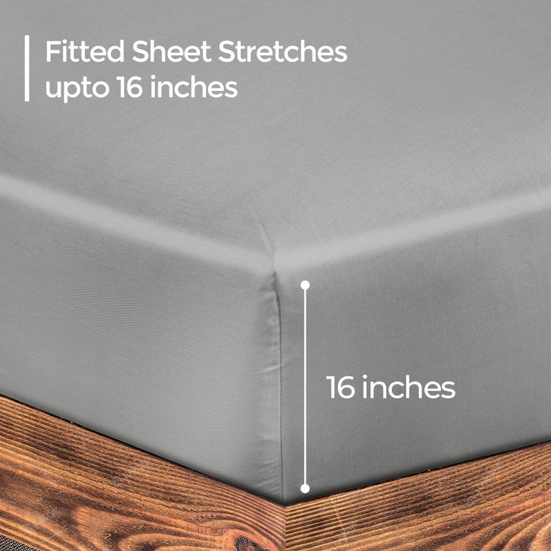 Royale Linens 300 Count Thread Count 100 ٪ Staple Cofted Cotton Mitton - Super Super Deep Pocket Bottom -shop -silver full seabe الحجم الكامل - ورقة كاملة مجهزة فقط - ورقة مرنة (فضية كاملة) - Image 2