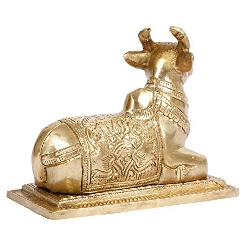 ARTVARKO Brass Nandi Cow Spiritual Vastu Shiva Nandi Pooja Figurine Sculpture, Kamdhenu Bull for Religious Puja and Home Office Temple Decoration Showpiece 5.5 Inch - Image 5