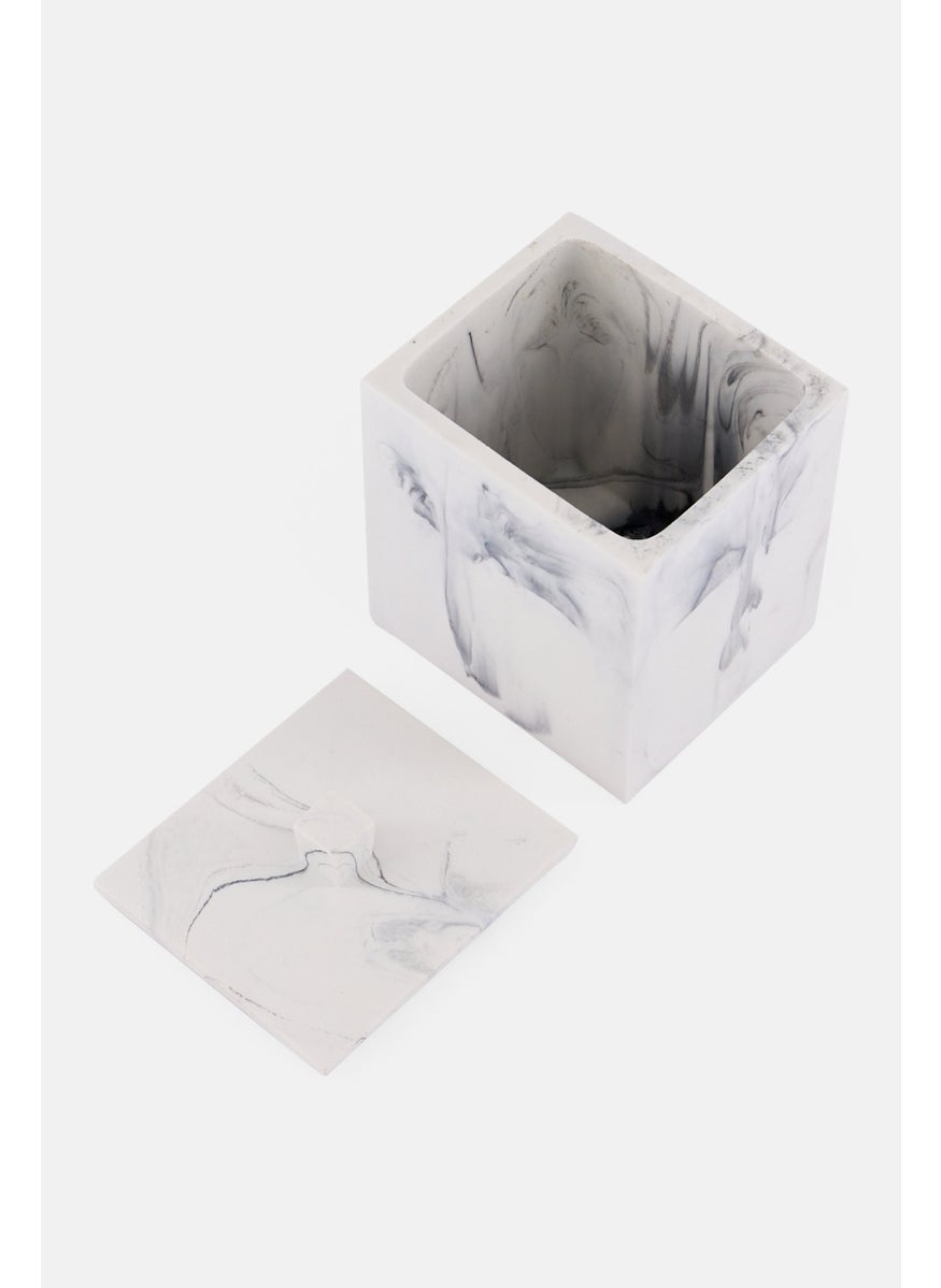 AMG - Marble Cotton Ball Swab Holder, Grey - Image 1