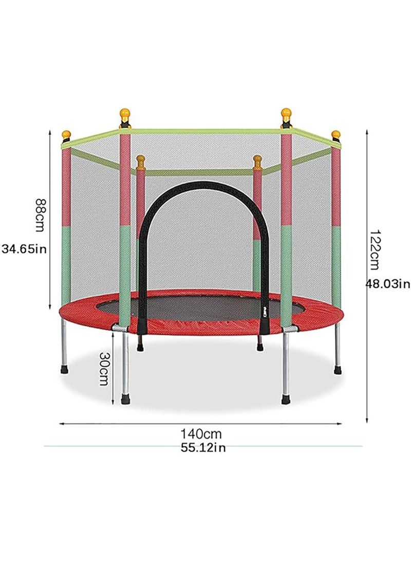 Trampoline for Kids 5 FT Indoor Outdoor Toddler Trampoline Bulit-in Zipper Heavy Duty Steel Frame with Basketball Hoop, Rubber Ball and Safety Net (Pink) - Image 2