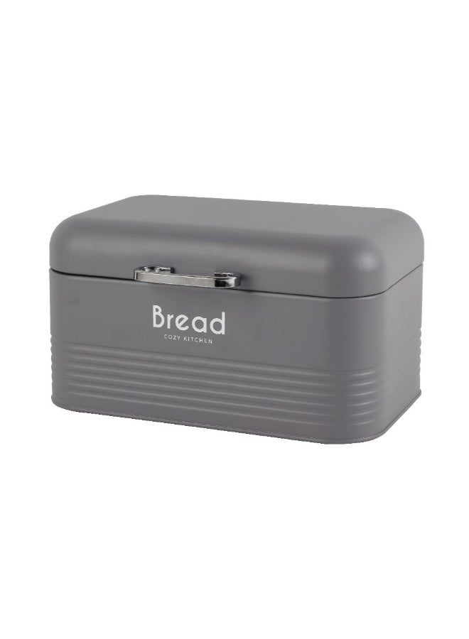 DANUBE HOME Gravitas Metal Bread Box Grey – Durable & Stylish Bread Storage, Airtight, Anti-Rust, Perfect for Kitchen Organization, Space-Saving & Freshness Retention 30X19.5X15.5 cm - Image 2