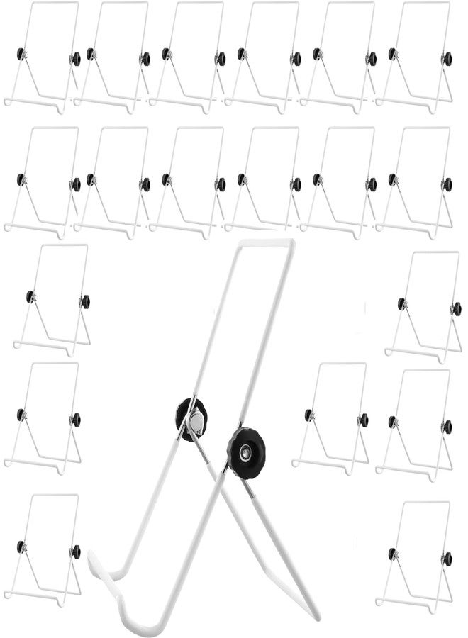 HAKZEON 20 Pack 7 x 5.5 Inch Wire Easel Stands, Adjustable Metal Wire Display Stands, White Wire Foldable Holder for Kitchenware, Book, Artwork, Picture Frame, Magazine - Image 1