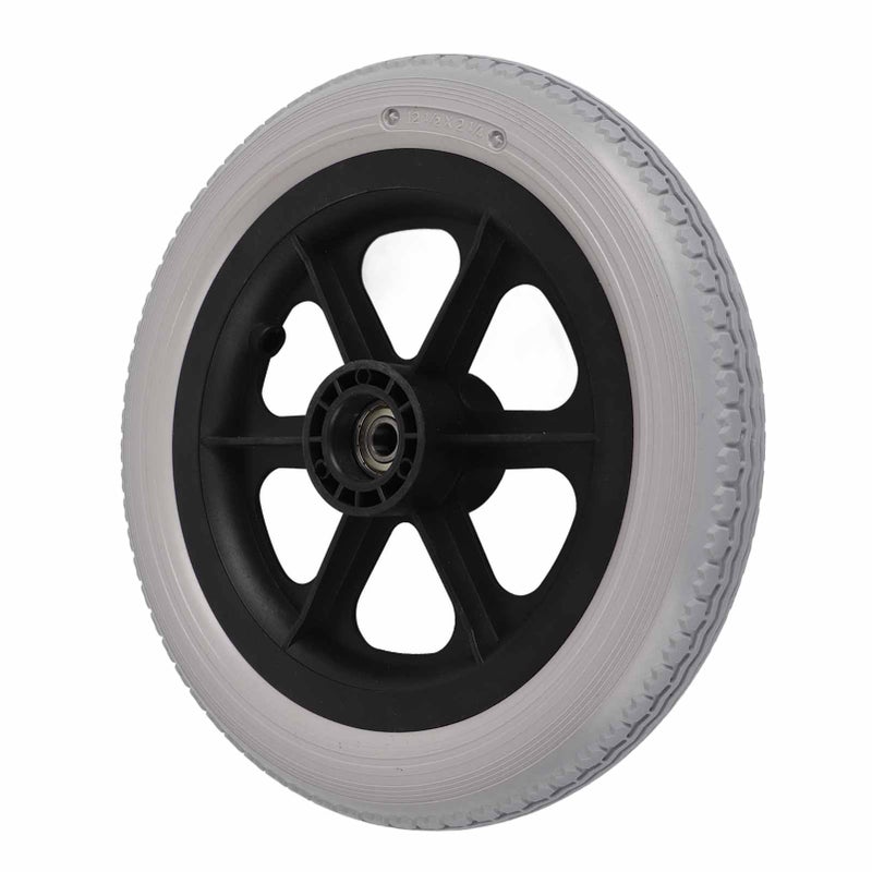 Wheelchair Rear Wheel 12in Grey PU Solid Tire No-Inflate Anti-Slip Texture - Thickened Hub Strong Bearing Capacity Wheelchair Replacement Wheel for Wheelchair Users - Image 3