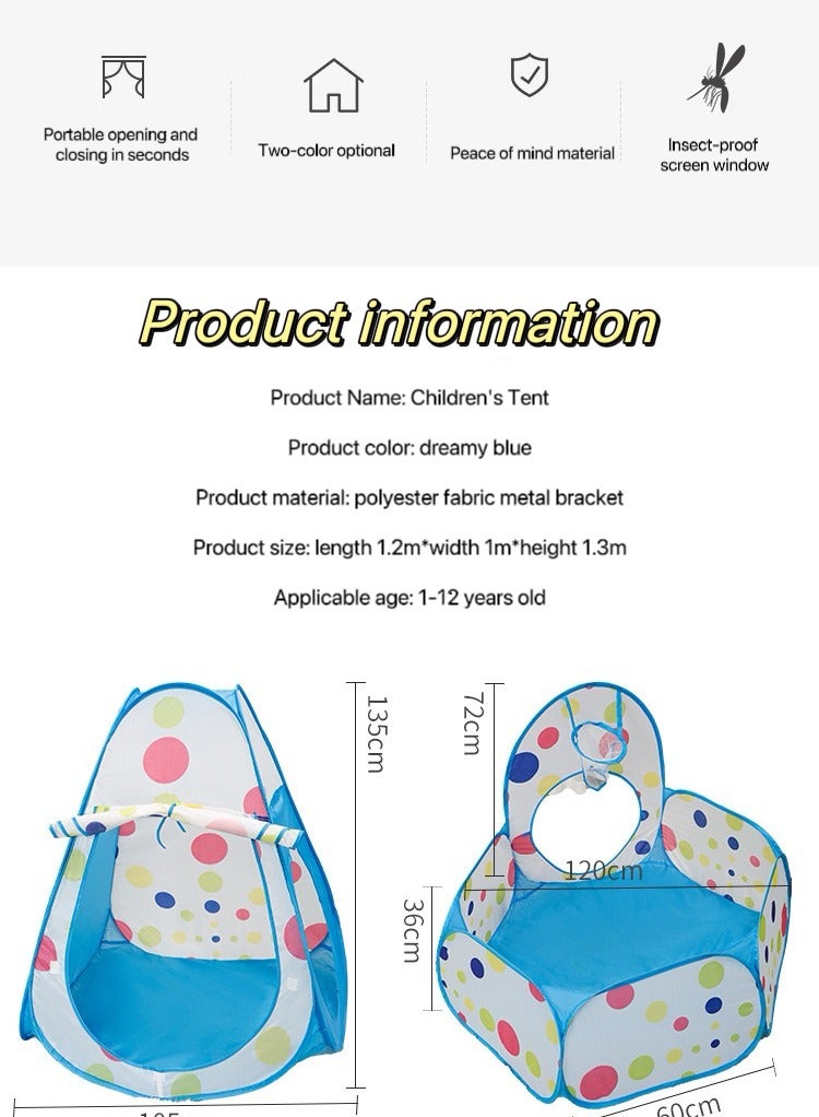 3 من أصل 1 مطوية محمولة في الهواء الطلق في بيت الخيام مع نفق وبركة كرة للأطفال - Image 5