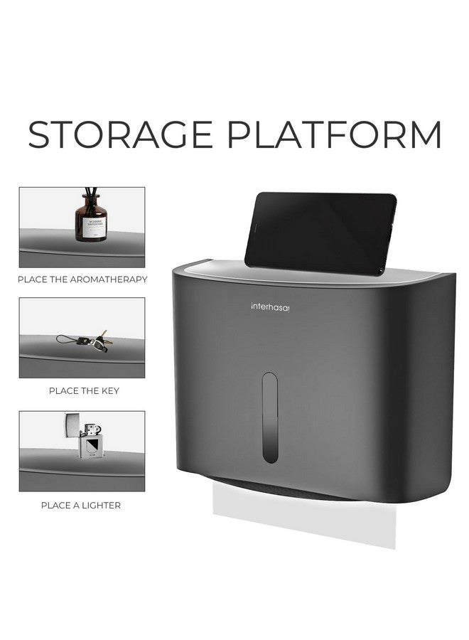 interhasa! Tissue Dispenser Multifold/Trifold/M Fold Toilet Paper Towel Holder ABS Wall Mount for Home Bathroom Kitchen, Toilet Paper Box Tissue Organizer, 6015 Silver - Image 2