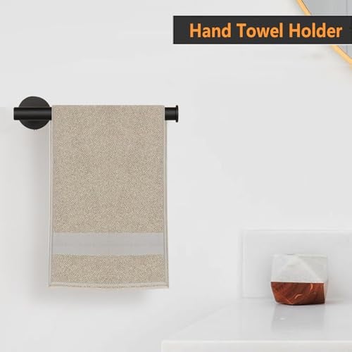 Sotuai Hand Towel Holder 9 Modern Design Towel Ring Thicken SUS 304 Stainless Steel Towel Holder for Bathroom Wall Contemporary Hand Towel Rack Matte Black - Image 3
