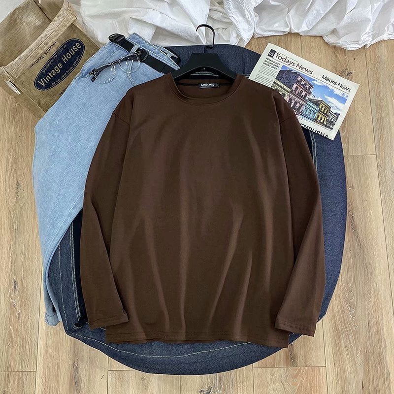 Multi-color Base Shirt Basic Long-sleeved T-shirt Men's and Women's 2021 Spring and Autumn Thin Top Solid Color Round Neck Simple T-shirt - Image 1