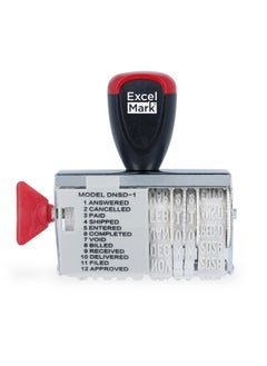 ExcelMark 12 Phrase Dater Rubber Stamp  - Image 1