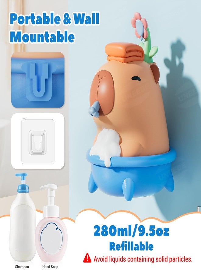 UNEEDE Capybara Hand Soap Dispenser, Automatic Touchless Foaming with Advanced Sensor, IP7 Waterproof, Portable & Wall Mount Rechargeable, 9.5oz/280ml, Cute Soft Silicone for Bathroom, Decor Gifts - Image 5