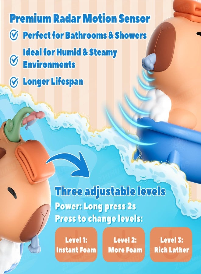 UNEEDE Capybara Hand Soap Dispenser, Automatic Touchless Foaming with Advanced Sensor, IP7 Waterproof, Portable & Wall Mount Rechargeable, 9.5oz/280ml, Cute Soft Silicone for Bathroom, Decor Gifts - Image 3