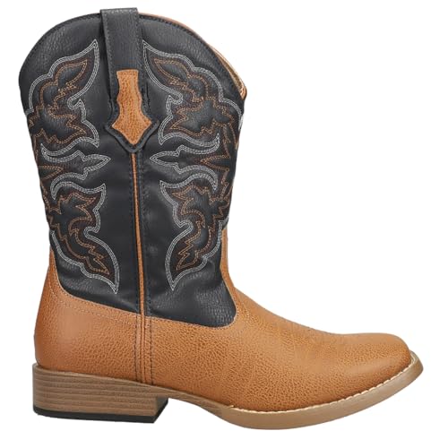 ROPER Mens Classic Square Toe Casual Boots Mid Calf - Brown - Size 10 M - Image 1