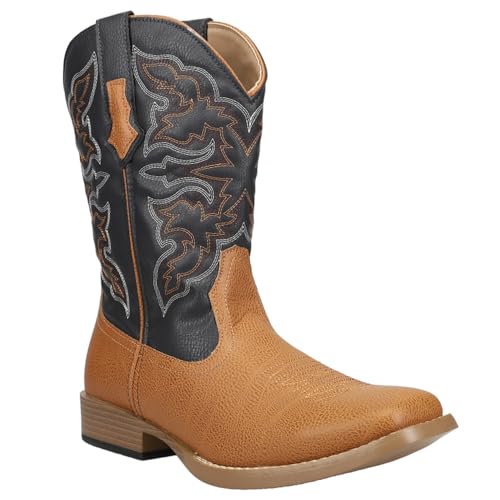 ROPER Mens Classic Square Toe Casual Boots Mid Calf - Brown - Size 10 M - Image 2
