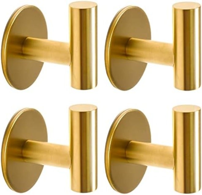 Vuzvuv Adhesive Brushed Nickel SUS304 Stainless Steel Towel Hooks – Heavy Duty Waterproof, Self-Adhesive Coat Robe Hook for Bathroom, Kitchen, Hotel (2-Pack) - Image 1