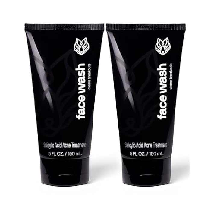 Black Wolf Men’s Charcoal Powder Face Wash - 5 Fl Oz, 2 Pack - Facial Cleanser Removes Unwanted Impurities from Your Skin & Soothes Irritation - Image 1