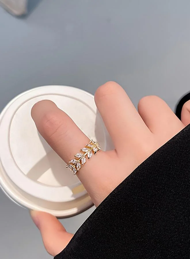 تايك تو Take Two Zircon Leaf Embellished Ring