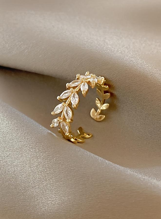 Styli Zircon Leaf Embellished Ring - Image 4