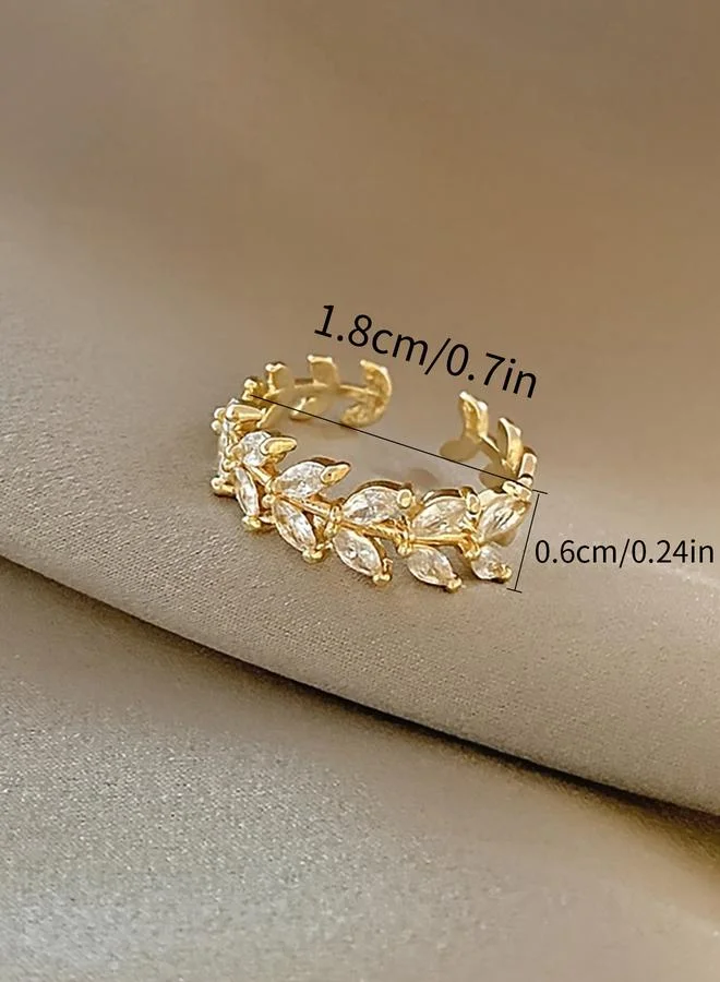 تايك تو Take Two Zircon Leaf Embellished Ring