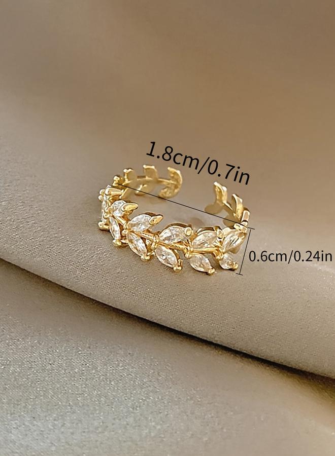 Styli Zircon Leaf Embellished Ring - Image 5