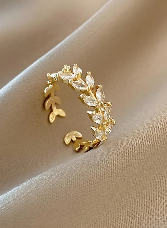 تايك تو Take Two Zircon Leaf Embellished Ring