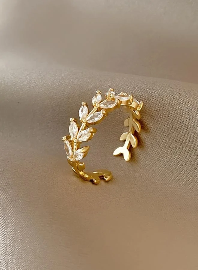تايك تو Take Two Zircon Leaf Embellished Ring