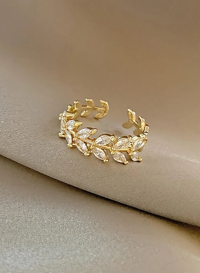 تايك تو Take Two Zircon Leaf Embellished Ring
