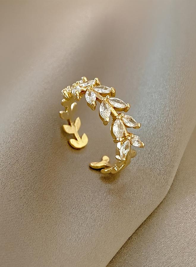Styli Zircon Leaf Embellished Ring - Image 1