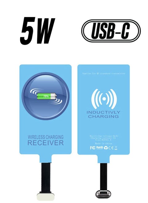 Wireless Charging Receiver USB-C Qi Receiver Type C Wireless Charger Compatible with Fast Smart Microchip Technology for Samsung Galaxy A20 Fire Tablet Phones Chip Magic Tag