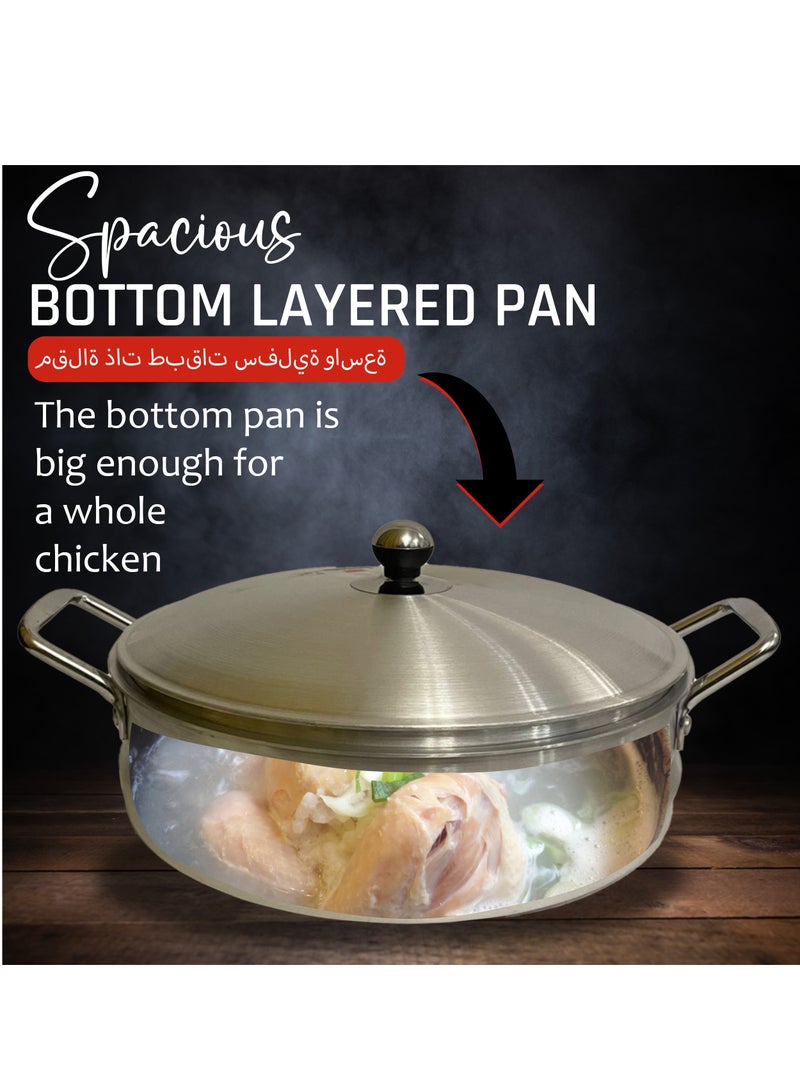 Layer Stainless Steel Steamer Pot with strainer basket & lids, Versatile cookware, healthier meals, Foods & vegetables, easy cleanup. Compatible with gas, electric, ceramic & Hot induction - Image 4