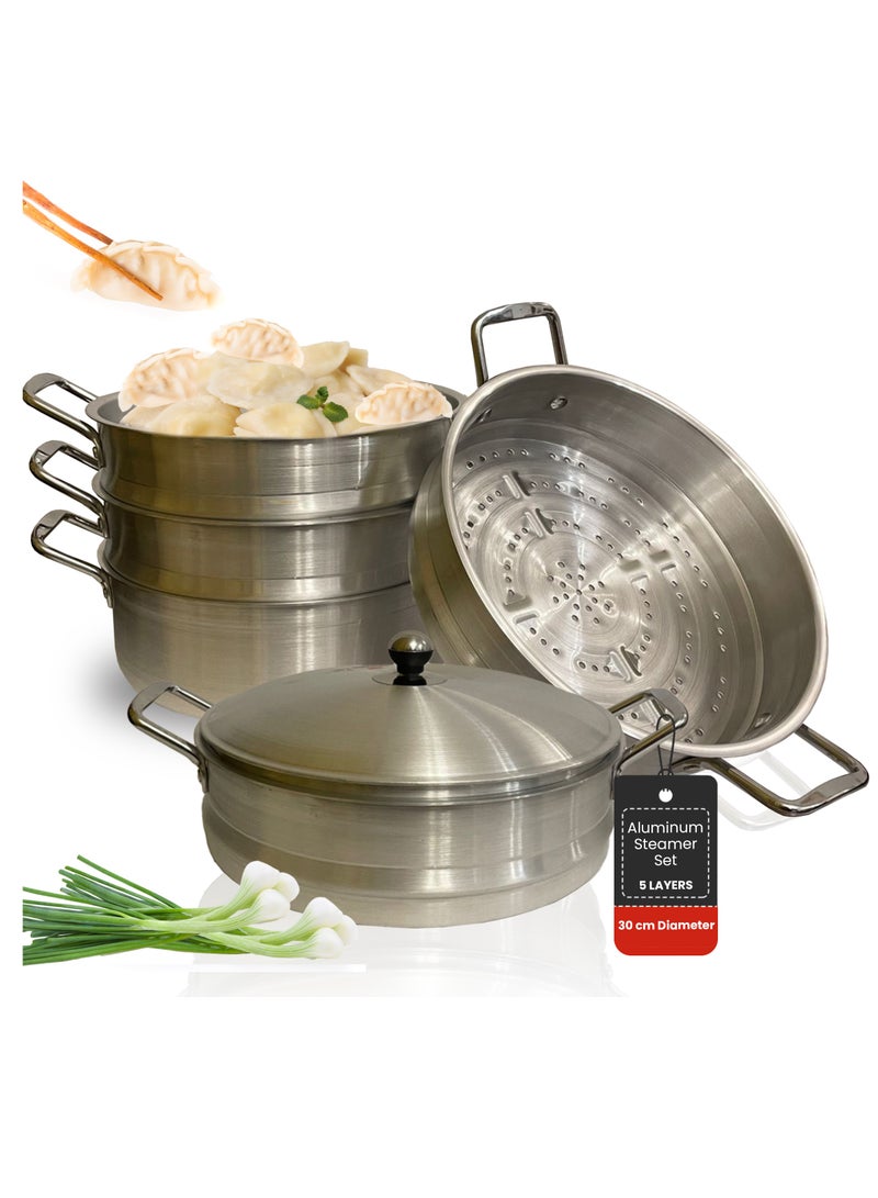 Layer Stainless Steel Steamer Pot with strainer basket & lids, Versatile cookware, healthier meals, Foods & vegetables, easy cleanup. Compatible with gas, electric, ceramic & Hot induction - Image 1