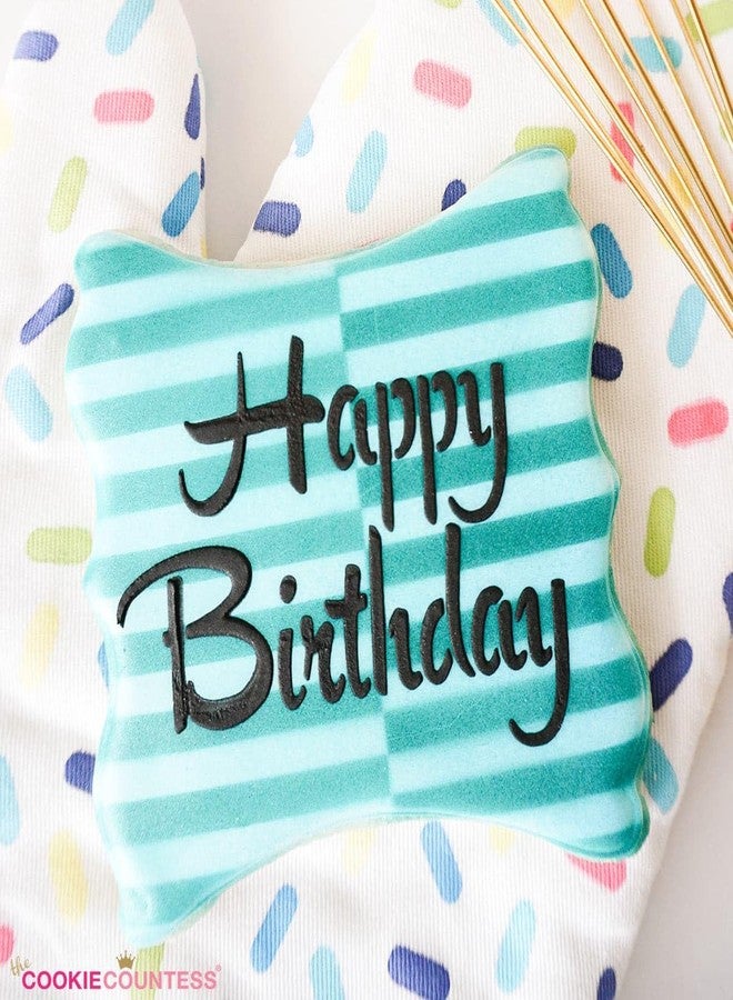 The Cookie Countess Inc The Cookie Countess Brush Script Happy Birthday Stencil - Image 2