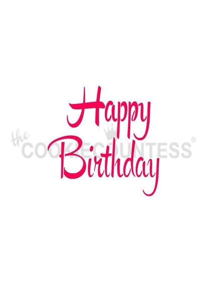 The Cookie Countess Inc The Cookie Countess Brush Script Happy Birthday Stencil - Image 3