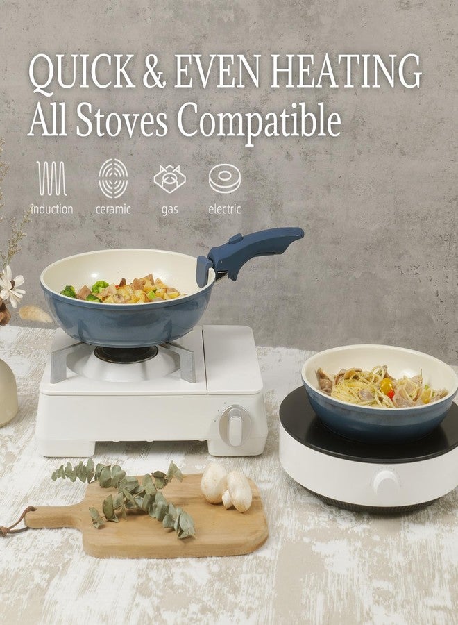 Coicur Ceramic Cookware Set Non Stick 8Pcs Pots and Pans Set Detachable Handle Induction Kitchen Cooking Set with Frying Pans Oven Dishwasher Safe, PFAS/PFOA Free, Navy - Image 5