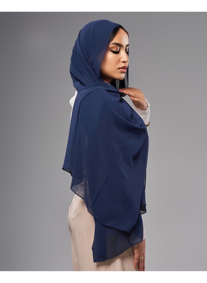 Lavezzi Soft Chiffon Hijab for Women, Solid Color Soft Chiffon Crepe Hijab Scarf – Long Fashion Hijabs Scarves - Muslim Scarf Hijab – Hijab Shawl - Navy Blue - Image 2