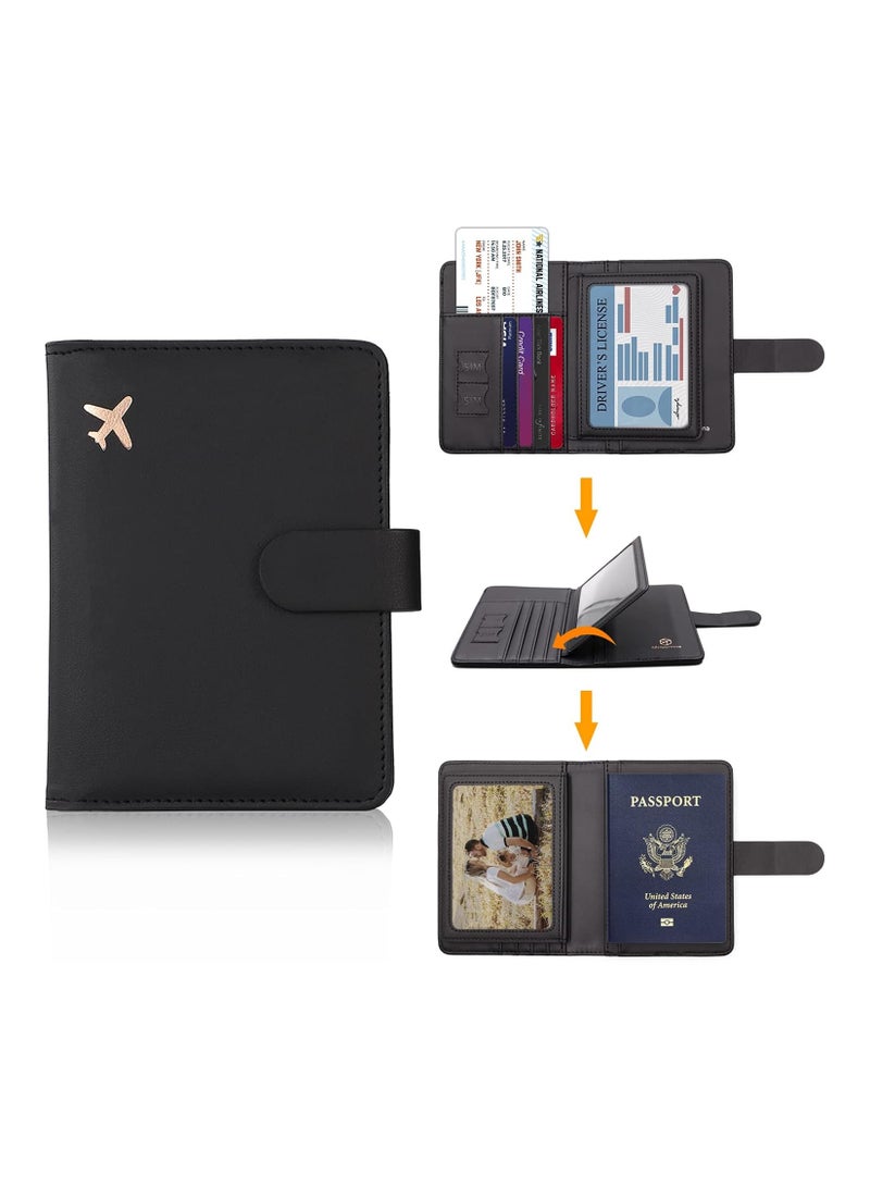 Leather Passport Holder Covers Case, Waterproof Rfid Blocking Travel Wallet Passport - Image 2