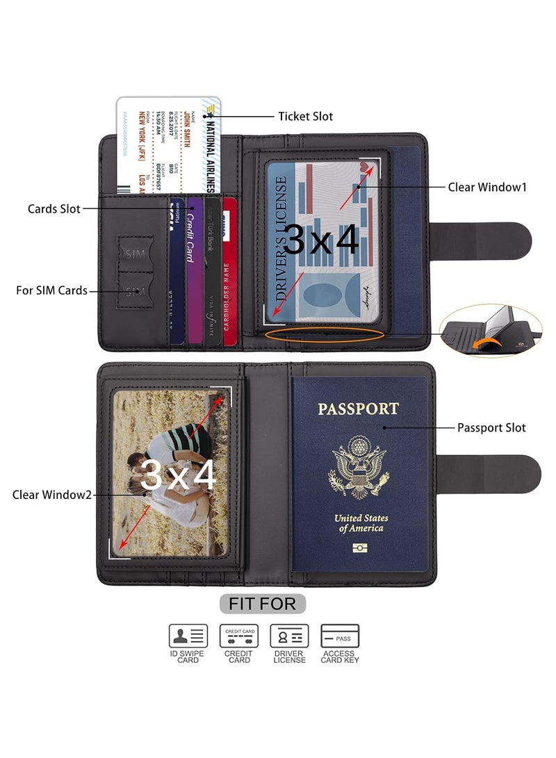 Leather Passport Holder Covers Case, Waterproof Rfid Blocking Travel Wallet Passport - Image 3