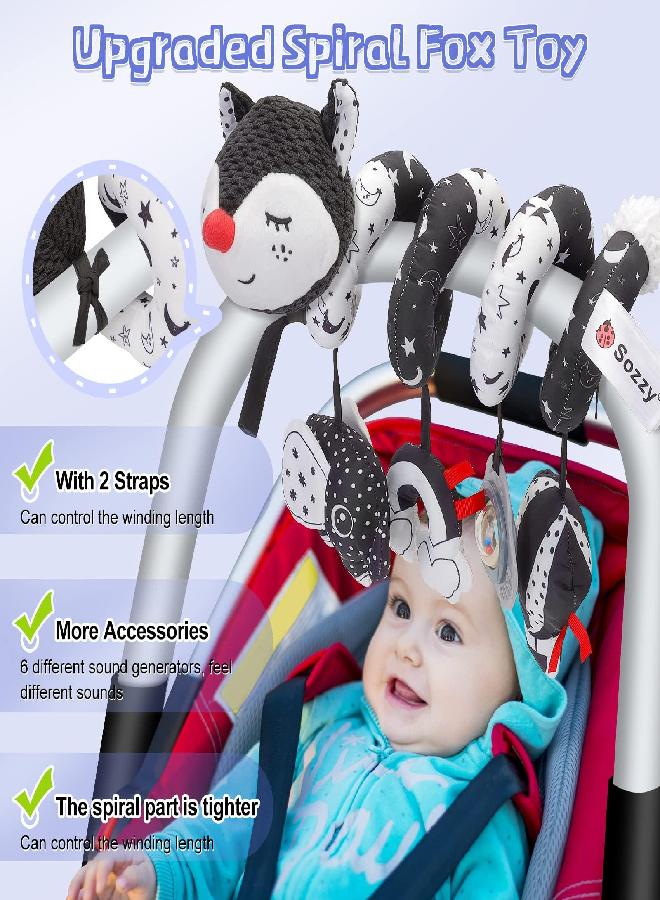 FPVERA Car Seat and Stroller Toys - Black and White Car Seat Toy High Contrast Baby Toys, Baby Plush Spiral Activity Toy for Crib Mobile, Newborn Sensory Toy Best Gift for 0 3 6 9 12 Months Infants - Image 3