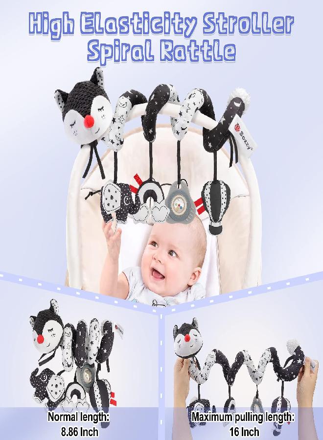 FPVERA Car Seat and Stroller Toys - Black and White Car Seat Toy High Contrast Baby Toys, Baby Plush Spiral Activity Toy for Crib Mobile, Newborn Sensory Toy Best Gift for 0 3 6 9 12 Months Infants - Image 4