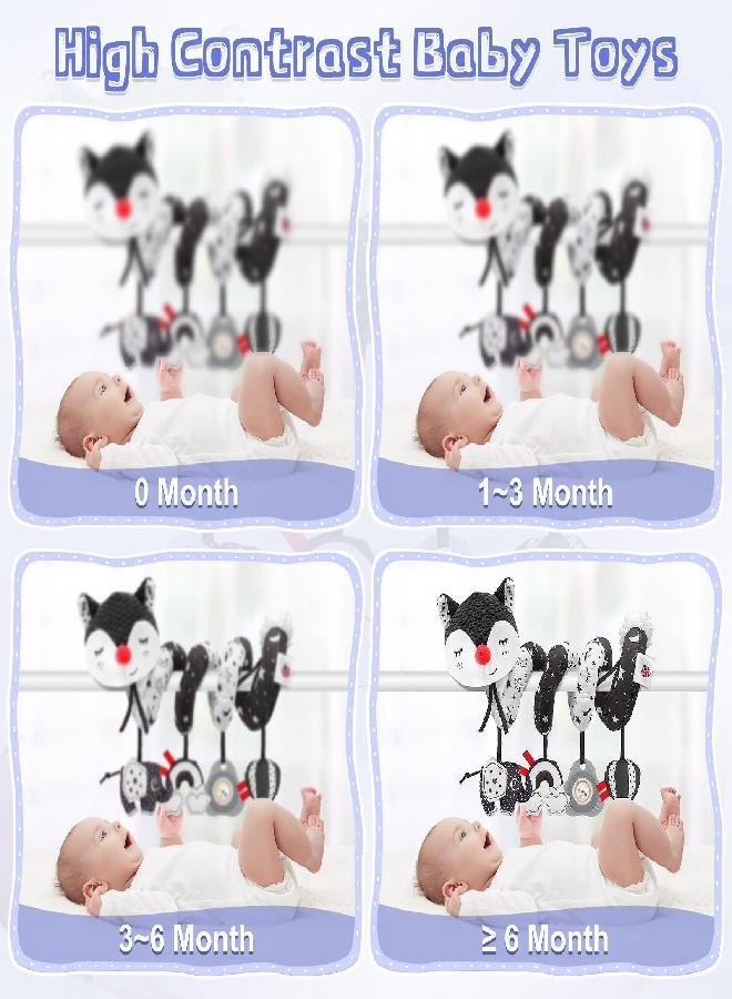 FPVERA Car Seat and Stroller Toys - Black and White Car Seat Toy High Contrast Baby Toys, Baby Plush Spiral Activity Toy for Crib Mobile, Newborn Sensory Toy Best Gift for 0 3 6 9 12 Months Infants - Image 2