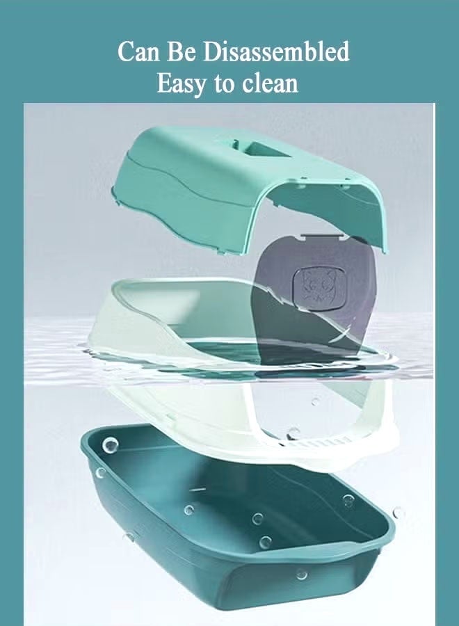 Enclosed Cat Litter Box,Big Space Cat Litter Tray With Shovel and Deodorizing Bag, XL Large High Sided Litter Box with Removable Lid, Odor Prevention, Fully Enclosed Splash Proof, Easy Cleaning, Anti-Urine Leakage for Big Cats -Blue - Image 5