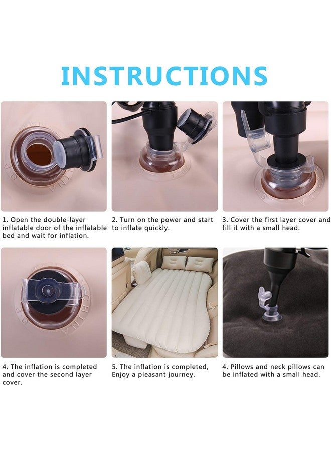 Rylan Premium Car Inflatable Bed with Pump & 2 Air Pillow|Quick Inflatable Back Seat Bed|Car Inflatable Mattress|Car Bed Mattress|Car Bed For Kids,Travel,Trip,Camping,Picnic,Pool &Beach|Universal Fit|Beige/ - Image 5