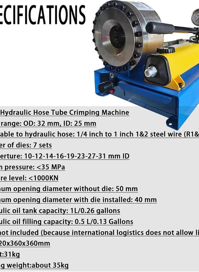 GGOOT Hydraulic Hose Crimping Machine - Portable Crimping Tool with 7 Sets of Dies for Hardware Processing  - Image 2