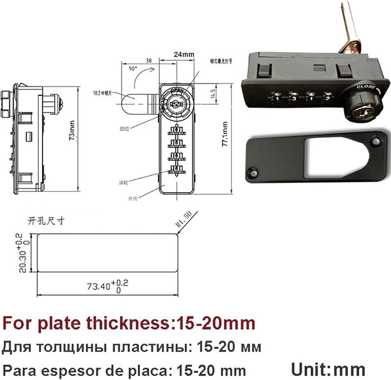 MS514 4 Digit Combination Cabinet Cam Lock with Reset Key for Door Drawer Jewelry Box - Image 3