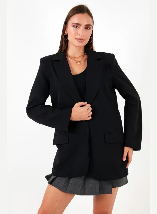 Lela  Lela Relaxed Fit Mono Collar Pocket Blazer Jacket Women's JACKET 611BC00132 for Women | Best Price UAE