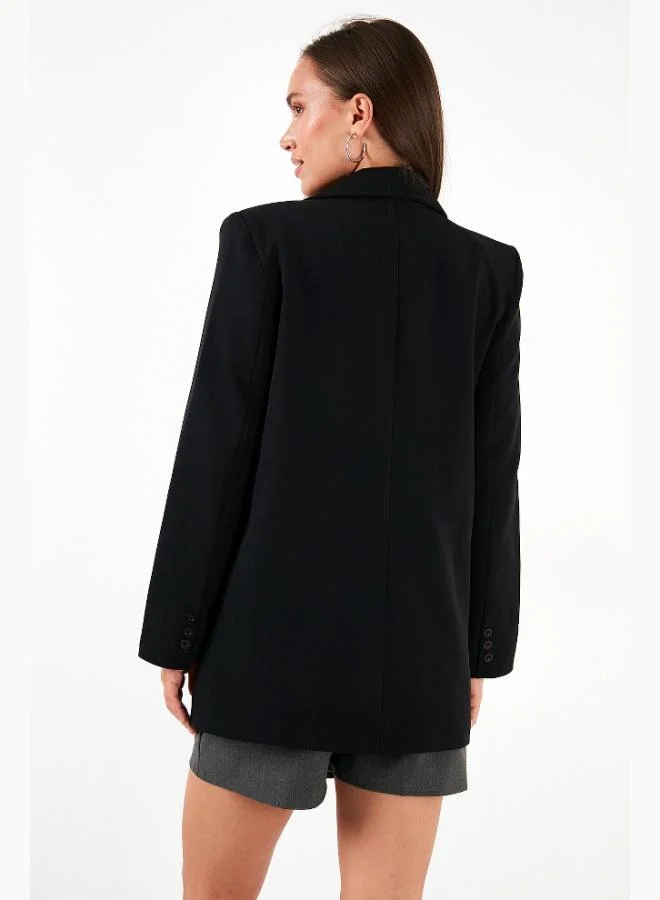 Lela  Lela Relaxed Fit Mono Collar Pocket Blazer Jacket Women's JACKET 611BC00132 for Women | Best Price UAE